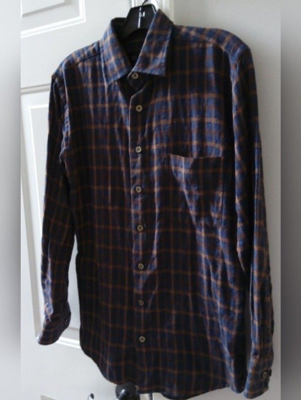 MINE Blue & Brown Plaid Casual Button-Down Shirt